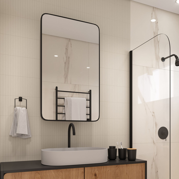 Espelheira para Banheiro Lane Preta 96x56x14,5 Darabas Agardi