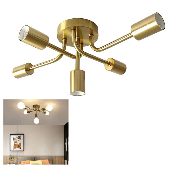 Lustre Sputnik Assimetrico Luminaria 5 Lampadas E27 Pendente Iluminaçao Casa Quarto Sala Recepçao Decoraçao Residencial